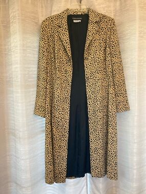 Donna Morgan Tan and Black Leopard Print Long Blazer size 12